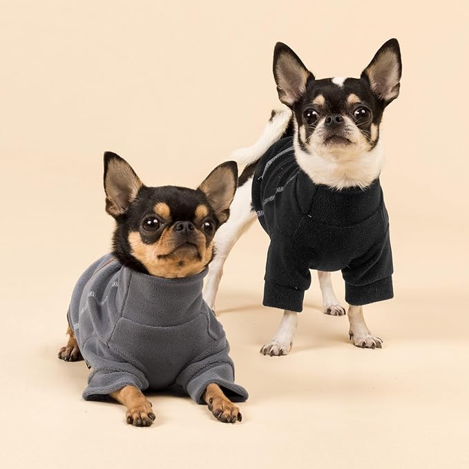 Fitwarm 3 Pack Classic Fleece Dog Sweater, Dog Winter Clothes for Small Dogs Boy Girl, Pet Pullover Jumper, Cat Apparel, Black, Grey, White, Large