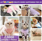 Cat Recovery Suit for Abdominal Wounds or Skin Diseases,Kitten Onesie for Cats After Surgery Wear Surgical Spay Suit for Female Cats Kitten Cone of Shame Alternative-Purple(S)