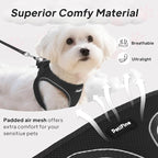 PetiFine Step in Small Dog Harness and Leash Set, Breathable All Weather Air Mesh Reflective Escape Proof, Step-in Vest Harnesses for Puppy(S, Black)