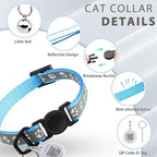 Cat Collar Breakaway with QR Code Name Tag, Reflective Kitten Collars with Bell, Cat ID Tag Personalized, Ultra-Durable, Adjustable, Quick Release, Fits Most Girl Boy Small Large Cats (8''-13.3'')