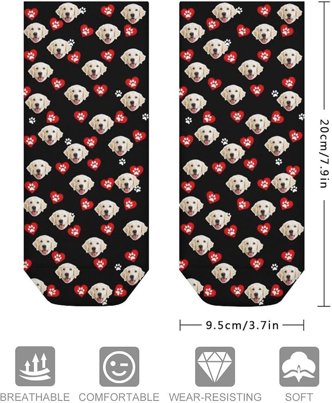 Personalized Ankle Socks with Face Custom Photo Socks Low Cut Ankle Socks Athletic Socks Valentine's Day Gifts for Women Men