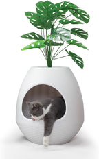 Eggloa6 Plant Litter Box, Hidden Cat Litter Box with Artificial Plants, DIY Litter Box Furniture (Light White)