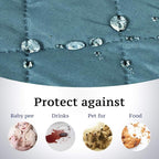 H.VERSAILTEX Reversible Loveseat Couch Covers for 2 Cushion Couch Water Repellent Couch Cover for Dog Couch Cover Protector Non Slip Furniture Protector with Elastic Strap(Loveseat, Cameo Blue/Beige)