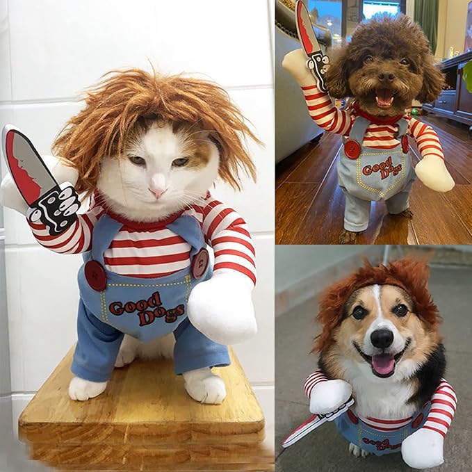 Pet Deadly Dog Costume, Cute Dog Cosplay Halloween Christmas Funny Pet Clothes Party Costume for Small Medium and Large Dogs (Small)
