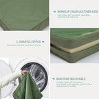 Outdoor Dog Beds Large Sized Dog Waterproof Washable, XL Leather Crate Pad 42 inch, Extra Large Orthopedic Foam Pet Bed with Removable Cover Reversible, Anti-Slip Kennel Pad, 41"x27", Green