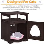 Yaheetech Cat Litter Box Enclosure, Hidden Litter Box Furniture with Open Shelf, Indoor Cat Washroom, Storage Cabinet Pet Crate, Side End Table, Wooden Pet House Espresso