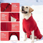 Mihachi Dog Snow Suit Dog Coat Soft Fleece Pullover Pajamas, Pet Windproof Warm Cold Weather Jacket with Zipper, Reflective Jumpsuit Apparel Outfit Clothes for Small Dog, Red S