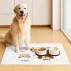 Pet Feeding Mat 24x16 inch Cat and Dog Print Meal Pad Non Slip Floor Mat for Food and Water Indoor Feeding Station Cute Pet Bowl Placemat for Small Cats and Dogs Kitchen Use