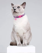 SOLMOONY Cute Cat Collar for Girl Boy,Colorful Breakaway Cat Collars with Bell 2 Pack，Adjustable Printed Nylon with Safety Buckles Kitten Collar (Leopard Print)