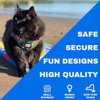 Travel Cat Harness and Leash Set - Adjustable Fit Mesh Cat Harness and Reflective Strap - Comfort Walking Vest for Kitten for Outdoor Walking, Hiking (Medium, Hawaiian)