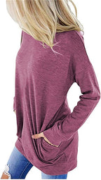 Akihoo Womens Casual Long Sleeve Tunic Tops Crew Neck Shirt Blouses