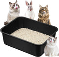Stainless Steel Cat Litter Box - Large Metal High Sided Litter Pan, Non-Stick & Odor-Free, Easy to Clean, Anti-Leakage Pet Toilet for Cats/Kittens/Rabbits（17.7" L x 13.8" W x 6" H）