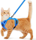 Cat Harness and Leash for Walking Escape Proof Soft Adjustable Cat Leash Breathable Comfortable Vest Easy to Wear Kitten Harness for Outdoor Travel Blue S