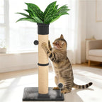 XiaZ Cat Scratching Post 34 Inches Tall, Cat Tower Scratcher Extra Wide 15.8" Stable Base with 2 Interactive Toy Balls, Premium Natural Sisal & Plush Fabric for Any Size Cats (Dark Gray, 4.5in)