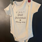 COUPLEHOODIES Personalized Baby Onesie Bodysuit – Custom Embroidery Gift for Pregnancy Reveal Baby Shower or First Grandchild
