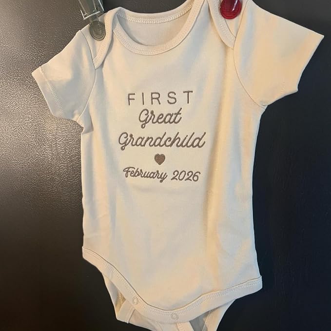 COUPLEHOODIES Personalized Baby Onesie Bodysuit – Custom Embroidery Gift for Pregnancy Reveal Baby Shower or First Grandchild