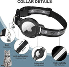 Reflective AirTag Cat Collar, Integrated Cat Tracker Collar with Air Tag Holder and Bell, Safety Elastic Band Cat GPS Collars for Girl Boy Cats, Kittens and Puppies (Black, S)