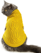 Stretchy Cat Sweater - 17 Colors & 6 Sizes | Snug Winter-Ready Knit for Boy/Girl Cats & Kittens(Dark Yellow, X-Small)