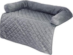 Couch Cover for Dogs - 35x35 Pet Furniture Protector with Memory Foam Neck Bolster, Quilted Fabric, and Water-Resistant Base Layer by PETMAKER (Gray)