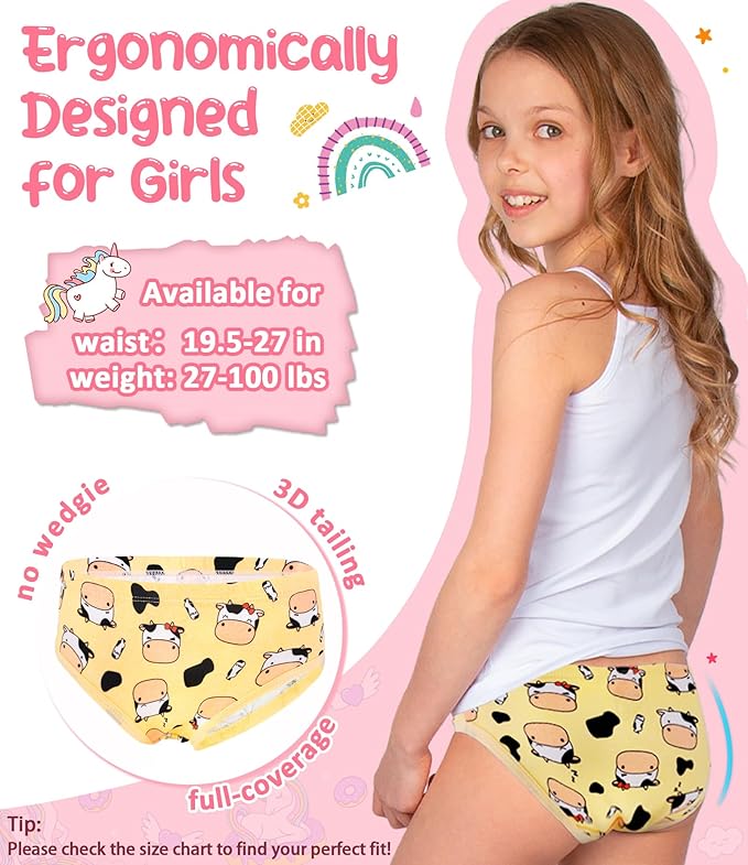 Girls and Toddlers 100% Cotton Underwear Tagless Soft Panties Size 2-3T,4-5T,6,8,10,12 (6-Pack)