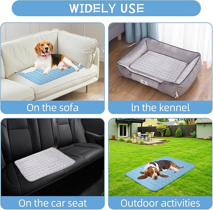 Dog Cooling Mat,2025 Upgrade Pet Cooling Mat for Dogs Cats,Summer Ice Silk Cool Mats & Sleeping Pad for Indoor or Outdoor,Perfect as Blanket for Kennel Sofa Bed Floor Car (Grey, X-Large, 38"x26.5")
