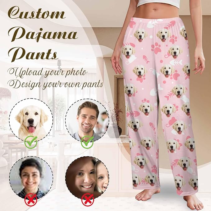 Custom Couple Pajama Pants Sock with Funny Face, Personalized PJ Anniversary Birthday Women Men Pants