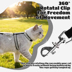 EXPAWLORER Cat Harness and Leash Set - Escape Proof Adjustable Cat Harness, H-shped Comfortable Soft Lightweight Kitten Harness for Outdoor Walking, for Small Medium Cats,Black Rhinestones S