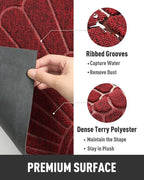 tchdio Door Mat Outdoor Indoor Entrance Doormat-Semicircular Durable Rubber Non Slip Front Door Mat for Outside Inside Entry Entryway Dirt Trapper WelcomeMat for Muddy Paws and Shoes-Red 17”x30”