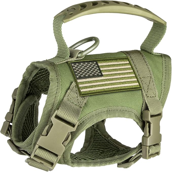IronSeals Tactical Nylon Adjustable Dog Vest Harness Comfy Mesh Padding Puppy Vest with Quick-Release Buckle and Rubber Handle for Small Dog/Big Cat