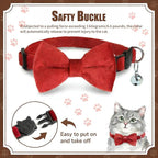 Leezmark 6 Pack Cat Collars with Bow Tie and Bell, Velvet Cat Collars with Bowtie, Adjustable 7-11 inch Cat Bow Tie Collar for Kitty Kitten Adult Cats, Pet Supplies Accessories