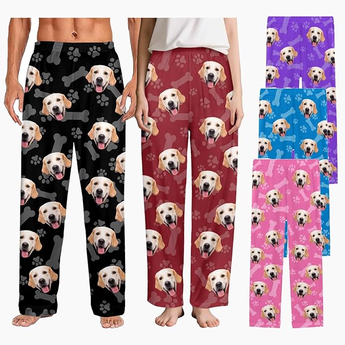 Custom Couple Pajama Pants Sock with Funny Face, Personalized PJ Anniversary Birthday Women Men Pants