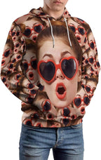 Artsadd Custom Face Unisex athletic Pockets Sweatshirt Loose Hoodie Custom Christmas Long Sleeve Sweatshirt Hooded Pullover
