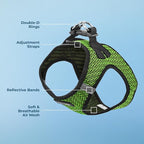 Best Pet Supplies - All Weather Mesh/Plush, Reflective, No Pull Harness for Small, Medium Dogs, Cats - Secure with Hook & Loop Fastener, Buckle, Double D-Rings - Lime Green 2-Tone, M