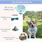 Pet Birthday Party Set with Hat and Bandana for Dogs and Cats with Star Pattern Design, Adjustable Sequin Bow tie Accessories, Blue Birthday Boy Scarf (Blue)