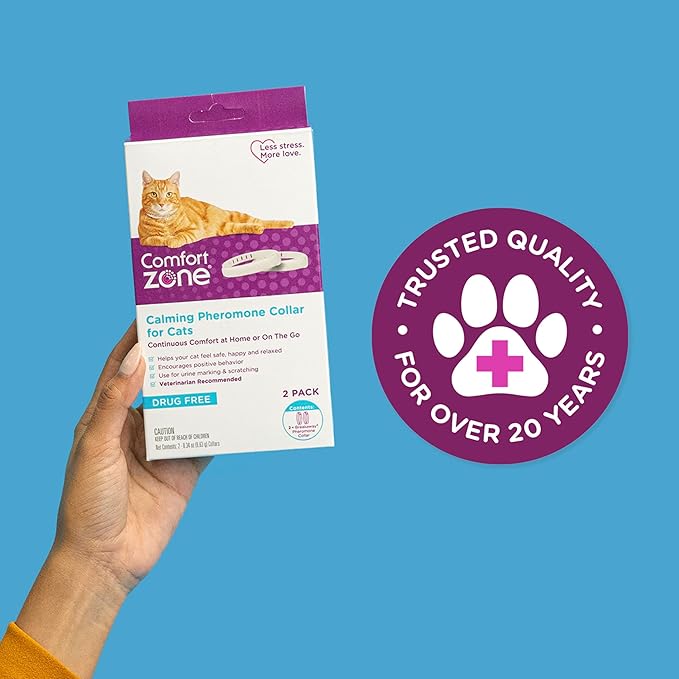 Comfort Zone Cat Calming Collar Savings Pack: 2 30-Day Calming Collars for 60 Days of Calm; Cat Pheromones Help Anxiety, Reduce Stress, Urine Marking, Scratching; Indoor or Outdoor Cats; Long-Lasting
