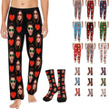 Artsadd Personalized Christmas Pajama Pants Socks for Men Custom Photo Pajama Bottoms for Men S-XXL