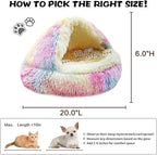 ShinHye Cat Bed Round Plush Fluffy Hooded Cat Bed Cave, Cozy for Indoor Cats or Small Dog beds, Soothing Pet Beds Doughnut Calm Anti-nxiety Dog Bed - Waterproof Bottom Washable (20×20inch, Multicolor)