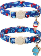 Lionet Paws 2pcs Pack Summer Cat Collars,Breakaway Kitten Blue Cat Collars,Sea Shell and Popsicle Cats Collar