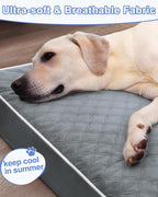 KSIIA XL Dog Bed for Crate Pad Waterproof Dog Bed with Removable Washable Cover, Egg Crate Foam and Non-Slip Bottom, 41x27 Inch, Dark Gray