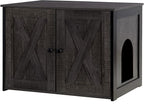 Dwanton Litter Box Enclosure, Cat Litter Box Furniture Hidden, Reversible Entrance Can Be on Left or Right Side, Wooden Cat Washroom Indoor, Dark Gray, 27.6 Inches