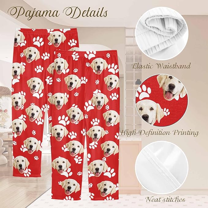 Custom Couple Pajama Pants Sock with Funny Face, Personalized PJ Anniversary Birthday Women Men Pants