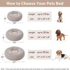 WNPETHOME Calming Dog Bed & Cat Bed, Anti-Anxiety Donut Small Dog Bed, Fluffy Faux Fur Cats Cushion Puppy Bed for Small Pets and Cats (24 x 24 inch, Light Coffee)