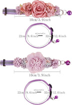 2 Pack Cat Collar Pink Floral with Bell and Removable Flower Bowtie Breakaway Adjustable Cat Collar for Girl Kitten Puppy Small Cats Dogs Daily Decoration (XQ10-3)