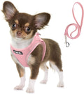 Fida Comfy Dog Harness with Leash, Soft Puppy Vest Escape Proof, Breathable Lightweight Soft Mesh, Adjustable Reflective Step-in Harness for Extra-Small Dogs (XS, Pink)