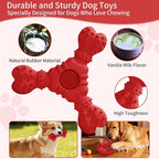 Natural Rubber Dog Chew Toys 4Pack,Tough Dog Toys for Aggressive Chewers Small Medium Breed,Interactive Dog Toys for Puppy to Clean Teeth Gum Massage,Tug & Fetch(Red)