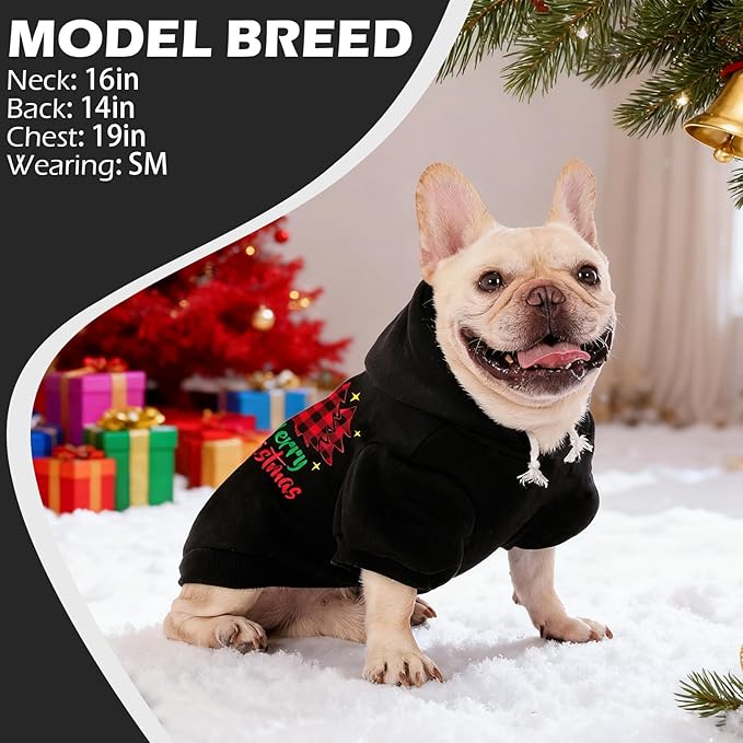 EXPAWLORER Dog Hoodie-Soft and Warm Dog Sweaters, Pet Clothes Autumn Winter Coat Sweatshirt with Christmas Theme Print for Puppy,Cat, Small Medium Large Dogs