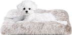 EHEYCIGA Fluffy Dog Crate Bed for Small Dogs, Plush Faux Fur Crate Pad, Calming Anti Anxiety Small Dog Bed, Washable Soft Warm Mat with Non-Slip Bottom, Brown
