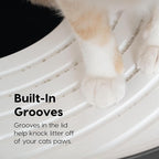 IRIS USA Cat Litter Box, Large Top Entry with Litter Catching Lid and Scoop, Dog Proof, Cat Box Enclosure, Dark Gray/White