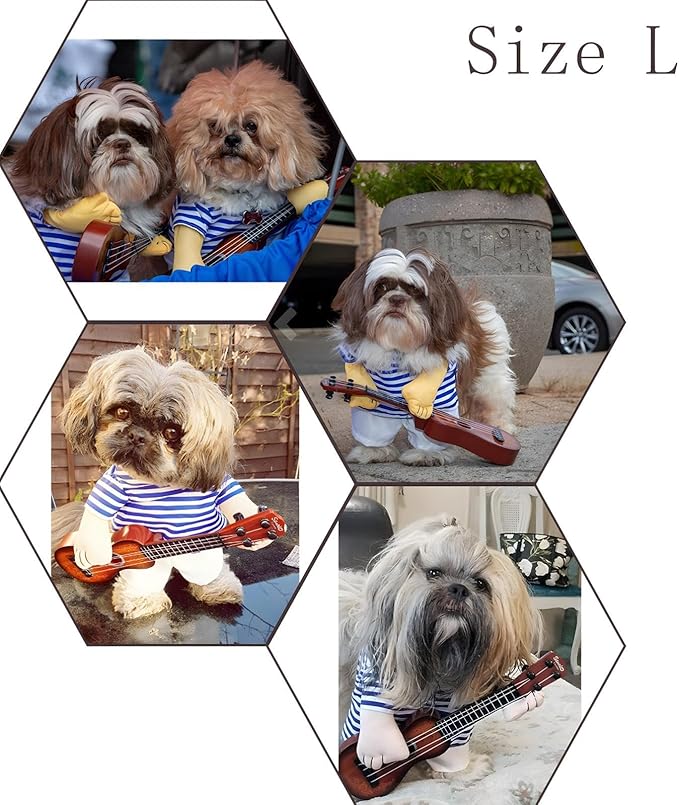 NACOCO Pet Guitar Costume Dog Costumes Cat Halloween Christmas Cosplay Party Funny Outfit Clothes (L)