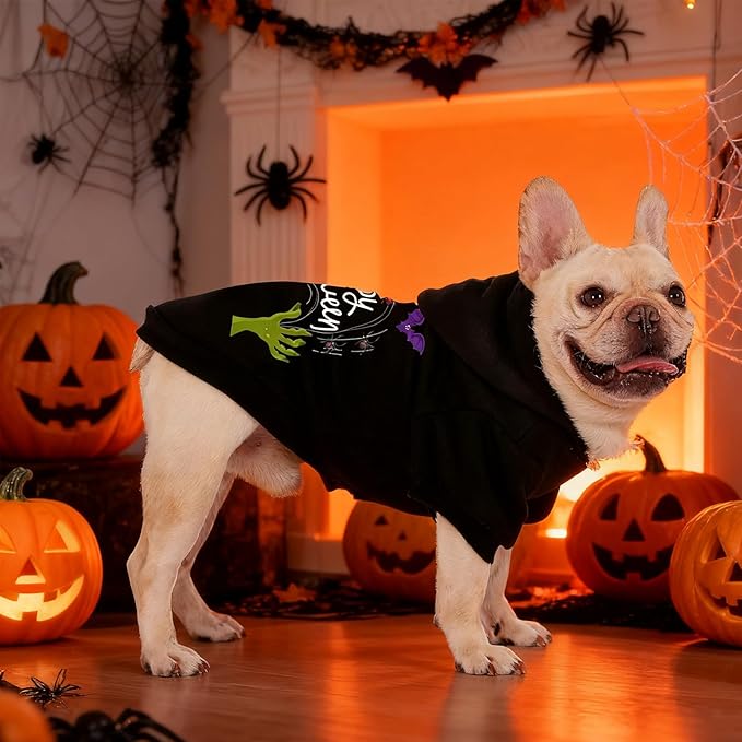 EXPAWLORER Dog Hoodie-Soft and Warm Dog Sweaters, Pet Clothes Autumn Winter Coat Sweatshirt with Halloween Theme Print for Puppy,Cat, Small Medium Large Dogs